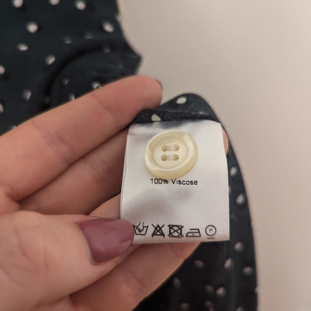 Rouje Navy Blue Midi Dress with White Starry Print - Picture 4 of 6